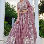 Rama Embroidered Organza Beads & Stones Ready To Wear Lehenga & Choli With Dupatta