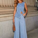 Round Neck Top With Palazzos Co-Ords