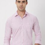 Mufti Slim Fit Striped Pure Cotton Casual Shirt