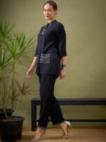 Black Embroidered Shirt With Palazzos Co-Ords - Image 3