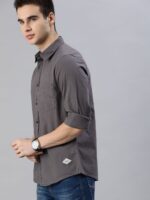 Roadster Men Charcoal Regular Fit Solid Casual Shirt - Image 2
