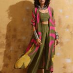 Printed Muslin Silk Top Jacket With Trousers Co-Ords